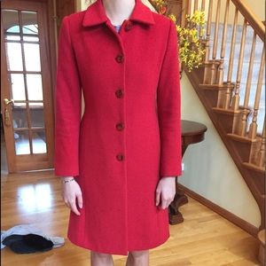 Red wool pea coat